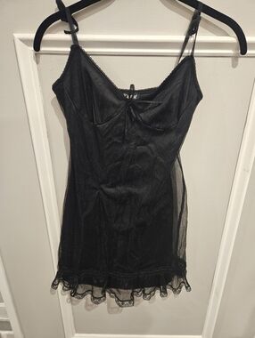 Vintage Betsey Johnson black slip dress size petite.